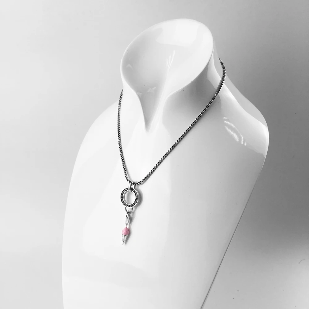 Розовый очарование мороженого кулон Fit браслет и цепочки ожерелья 2019 Мода 925