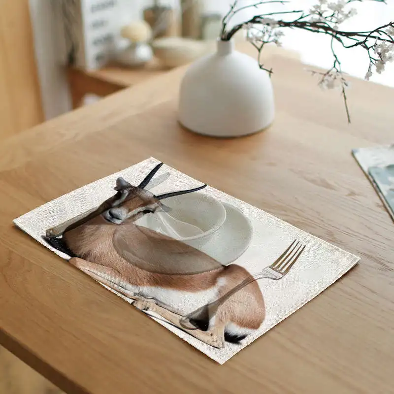Красивые пейзажи природы животное placemate Ресторан украшение милый зебра Антилопа лошадь Лен Салфетка скатерть кухонные принадлежности