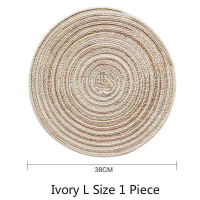 Ivory L 1 Piece DUNXDECO, настольная подставка, коврик для чашки, Круглый, натуральный, льняной, ткацкий коврик, современный, скандинавский, Меса, украшение для обеденного стола - Цвет: Ivory L 1 Piece