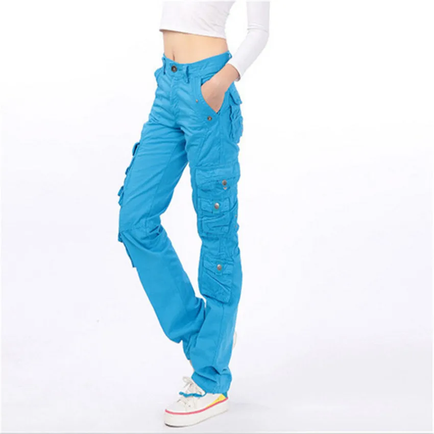 Женские Мешковатые брюки-карго в стиле милитари с множеством карманов высокого