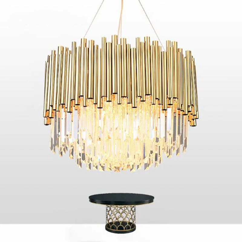 Современная хрустальная люстра Роскошная золотая нержавеющая сталь для