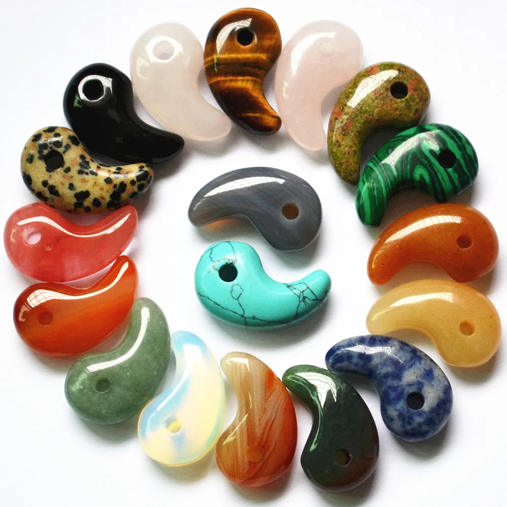 

Hot Pretty Good Quality Latest Cashew Comma Hook Stone Natural Stone Pendants charms for diy Jewelry making 20Pcs/Lot Wholesale