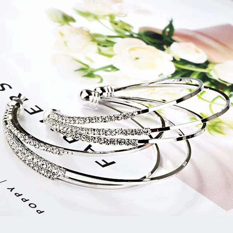 2019 Hyperbole Multilayer Big Round Hoop Earrings Shining Gold Silver Color Rhinestone Earring for Women Girl Wedding Party | Украшения и