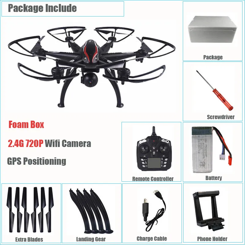 2.4G 7200P Foam Box 6-осевой RC Дрон с GPS 1080 P WI-FI FPV Широкий формат Камера квадроциклы, Follow Me(следуй за мной режим траектории Fly автоматический возврат Gimbal RC вертолет - Цвет: 2.4G 7200P Foam Box