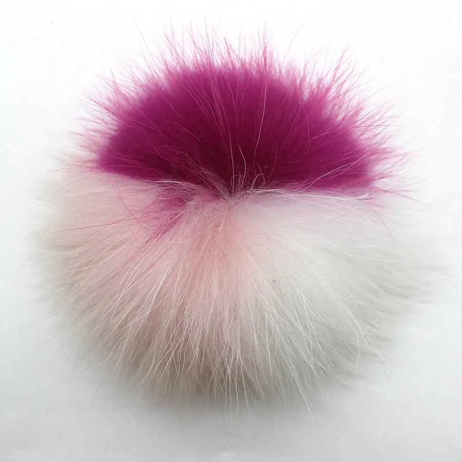 13cm rose pink white DIY 13 см 15 см натуральный мех енота помпон для вязаного шарфа Осень Зима Шарфы из натурального меха лисы помпон для шапки шарфы и обертывания - Цвет: 13cm rose pink white
