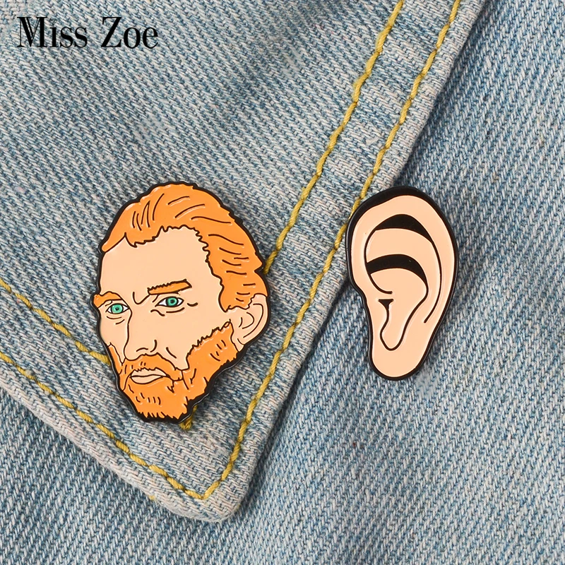 Vincent van Gogh Ear Enamel Pin Historical Painter Badge brooch Lapel pin Shirt bag Collar Artist Jewelry Gift for Friends | Украшения и