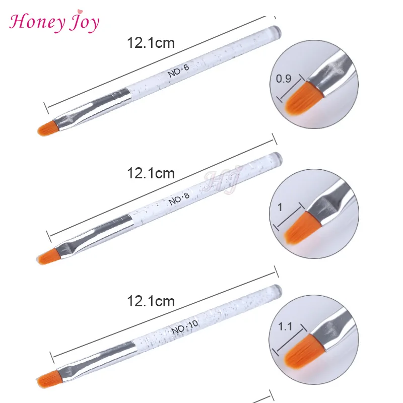 7PCS Nail Brushes Acrylic Flat UV Gel Builder Brush Art Tips Painting Pen Glitter Handle Design Salon DIY Tool | Красота и здоровье