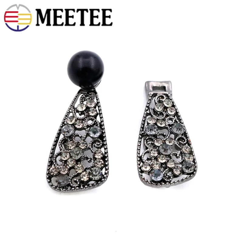 3Pcs Retro Metal Buttons for Mink Fur Coat Rhinestone Crystal Combined Button DIY Decorative Buckles Sewing Botones Accessories | Дом и сад