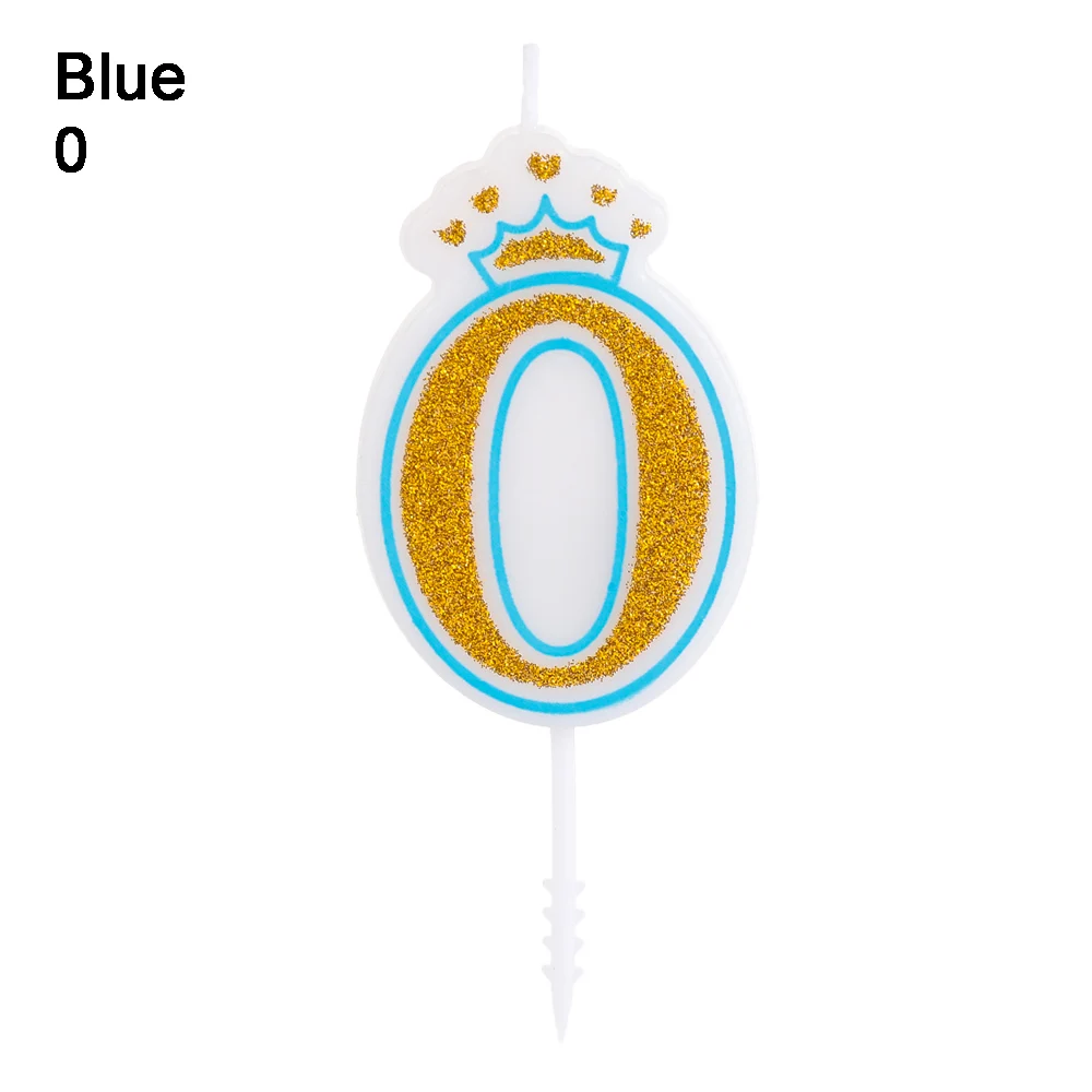 Blue-0 Новые блестящие туфли; Цвет: розовый, золотистый/синий 1 2 3 4 5 6 7 8 9 0 коронный номер лампы в форме свечи для детей мальчиков и девочек День рождения торт декоративные свечи - Цвет: Blue-0