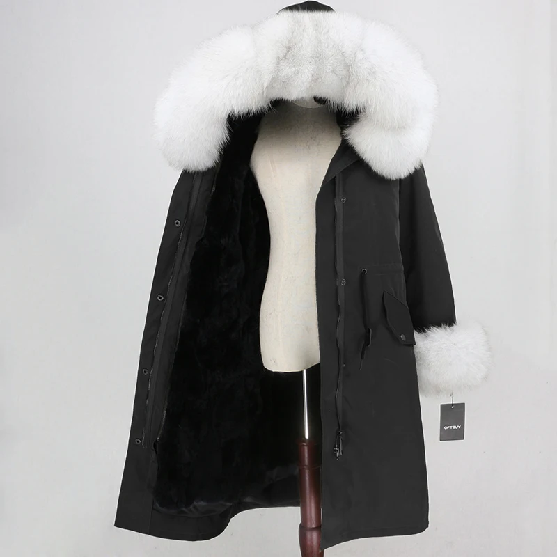 OFTBUY X-long Parka водонепроницаемое пальто натуральный мех зимняя куртка женская натуральный Лисий мех воротник капюшон манжеты подкладка из натурального кроличьего меха Повседневная