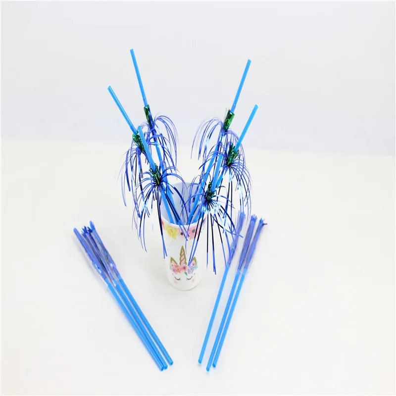 10 packs of tin foil pendant blue straws party decoration cocktail drink straw | Дом и сад