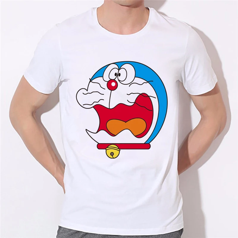 Мужская летняя футболка с мультяшным принтом DORAEMON Повседневная семейная