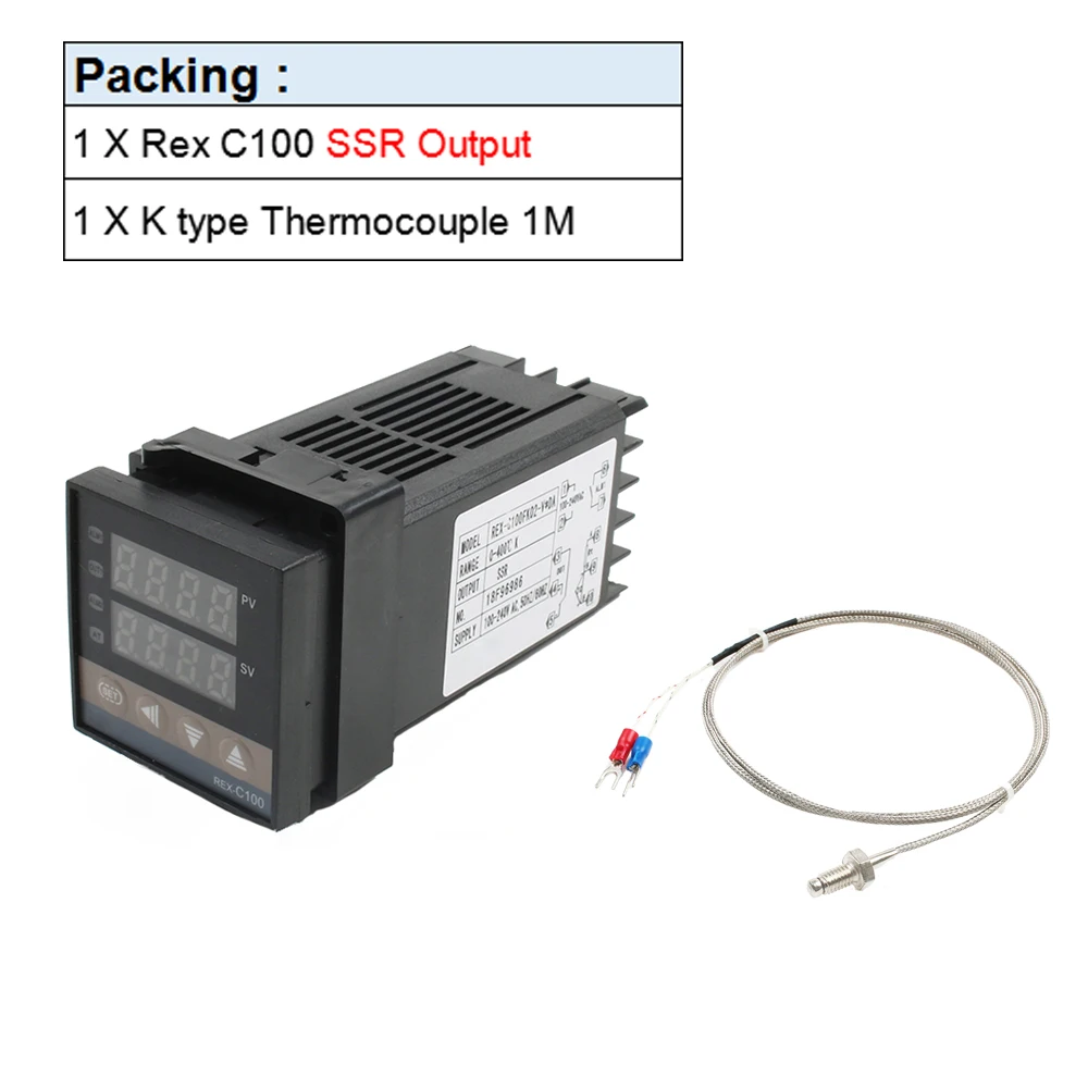 C-100 V and K type REX-C100, 400700 релейный выход PID термостат регулятор двойной цифровой регулятор температуры с термопарой K - Цвет: C-100 V and K type