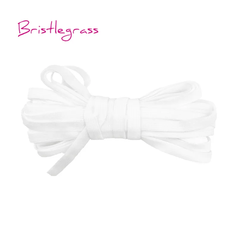 Off White BRISTLEGRASS 5 ярдов 1/" 6 мм Вязание Твердые узкие эластичные спандекс атласная лента повязка для волос галстук платье кружевная отделка DIY шитье - Цвет: Off White
