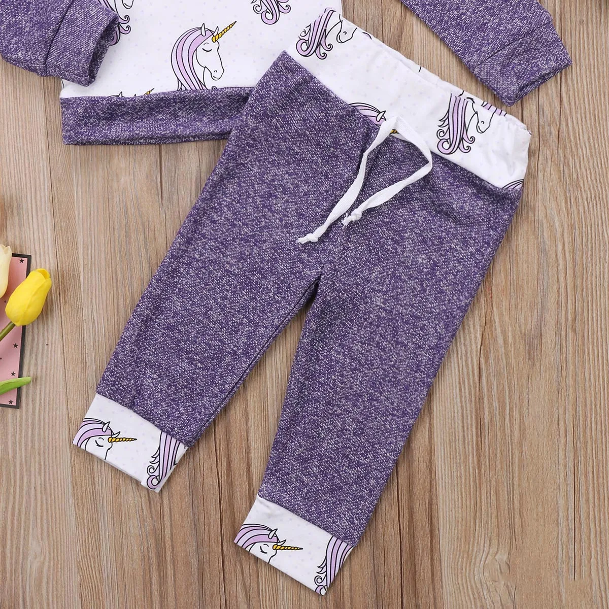 Newborn Baby Girl Unicorn Clothing Top T-shirt+Long Pants Jumpsuit Bodysuit Clothes Outfit 0-24M | Детская одежда и обувь