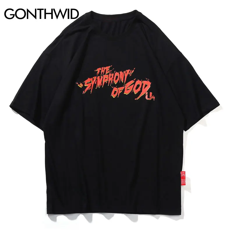 GONTHWID Symphony Of God Tshirts Funny Hip Hop Streetwear T Shirts 2019 Summer Men Harajuku Casual Short Sleeve Tops Tees Male | Мужская