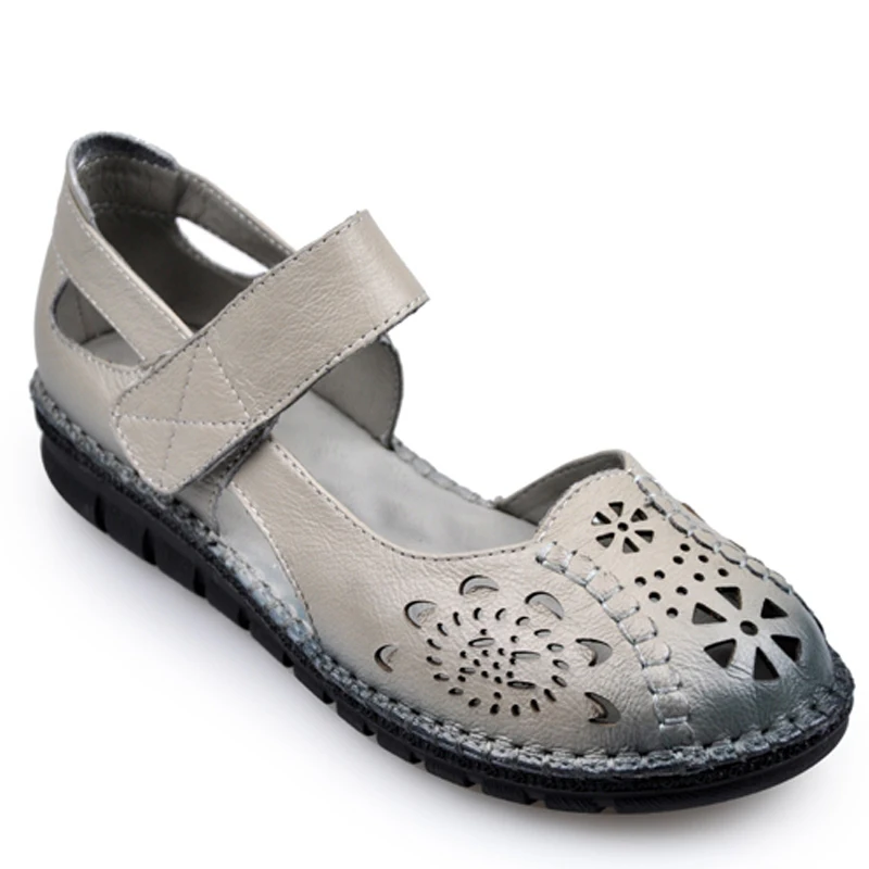 

TIMETANG Summer New Soft Bottom Flat Genuine Leather Women Shoes Personality Hollow Women Retro Handmade Sandals sapato C170