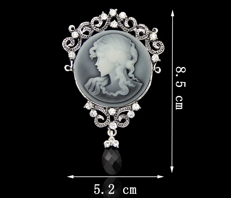 Дешевая Камея Брошь винтажные броши Красивая Королева красоты серебряная брошь