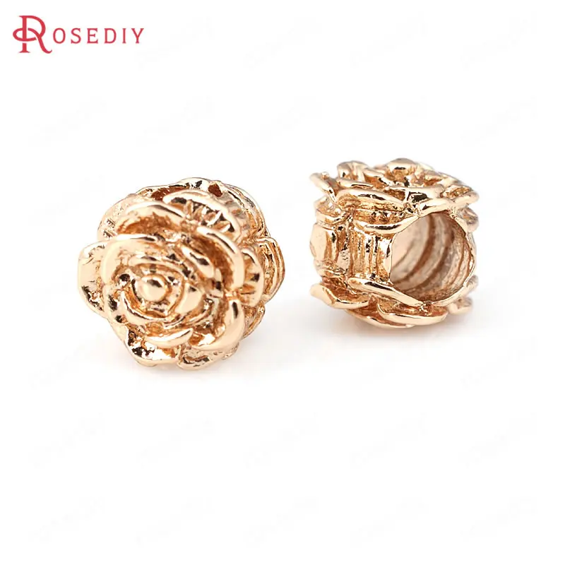 Бусины из латуни с большим отверстием 8 5 мм 24 К цвет Шампань позолота разделитель