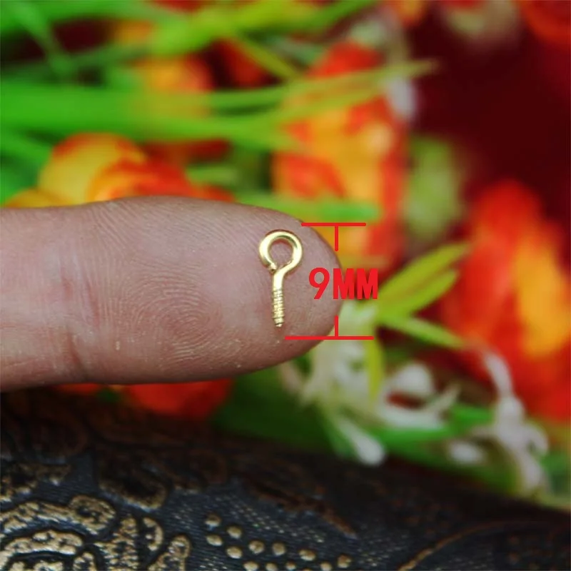 Золотые металлические маленькие Мини штифты Eyepins 9 мм крючки петли винтовые