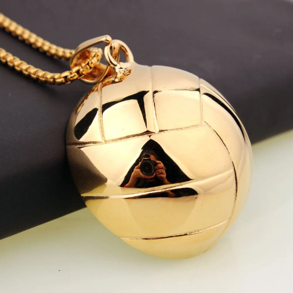 Подвеска из нержавеющей стали золотая в виде волейбола простая Спортивная для