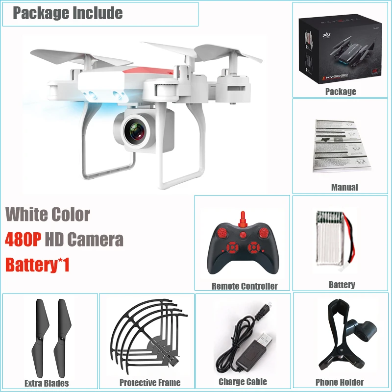 White 480p 1 Bat Радиоуправляемый Дрон с камерой 4K HD wifi Вертолет FPV висящий на высоте складной мини-камера управления Квадрокоптер траектория полета Дрон - Цвет: White 480p 1 Bat