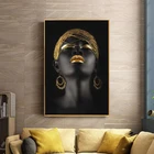 Золотой макияж, холст, настенные картины, принты, черная женщина, настенные картины для гостиной, украшения дома, плакаты и принты