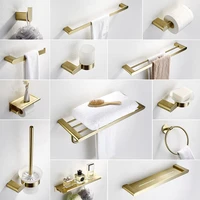 luxury brushed gold bathroom accessories dish soap sus304 stainless steel toilet brush holder wall towel bar bath hardware hook