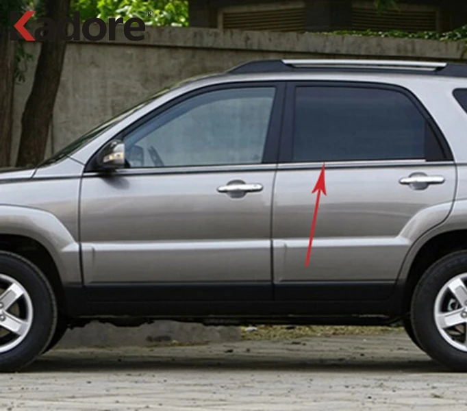 Для Kia Sportage 2005 2006 2007 2008 2009 2010 нержавеющая сталь отделка окна автомобиля рамка формовочная крышка наклейка внешние аксессуары
