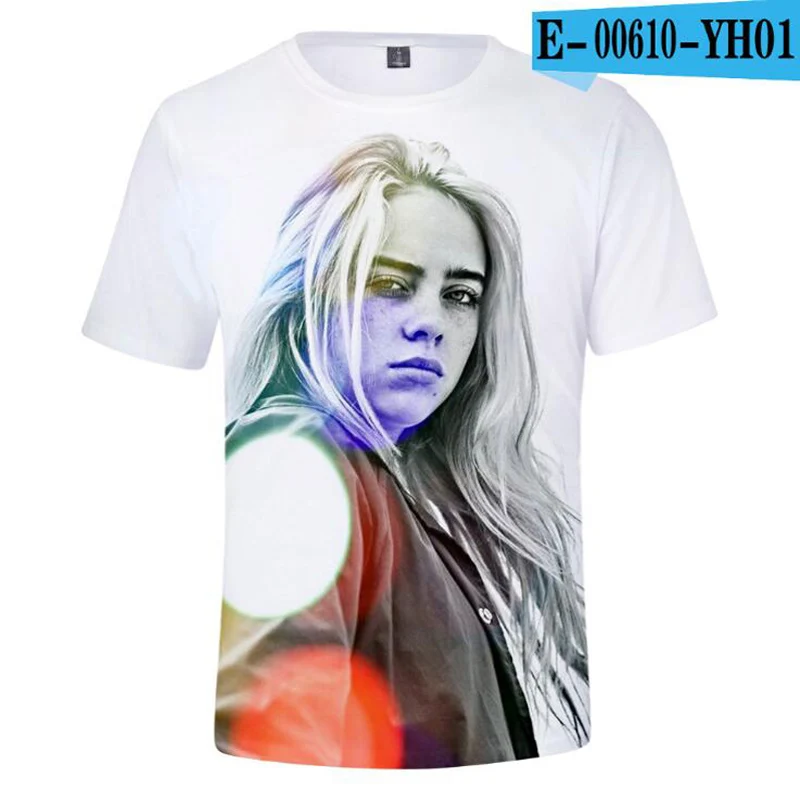 Детская футболка с 3D принтом Billie Eilish крутая летняя модная хипстерская круглым