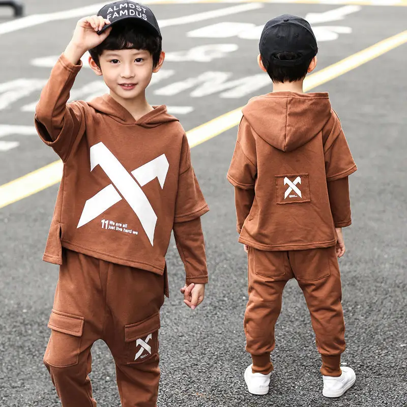 Children Clothing 2019 Autumn Winter Teenage Boys Clothes Set Hoodie+Pants 2pcs Outfit Kids Costume Suit For Sets |