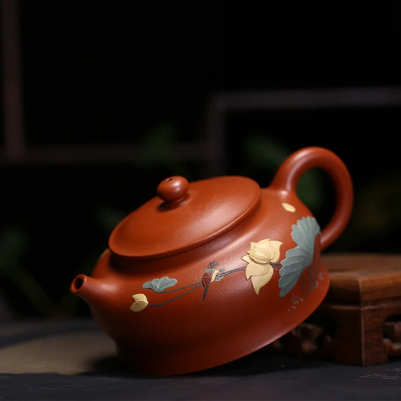 

Teapot Yixing Mud Painted teaware Heap Purple Sand Lotus Pot Purply Clay Chinese Kongfu Tea Pots