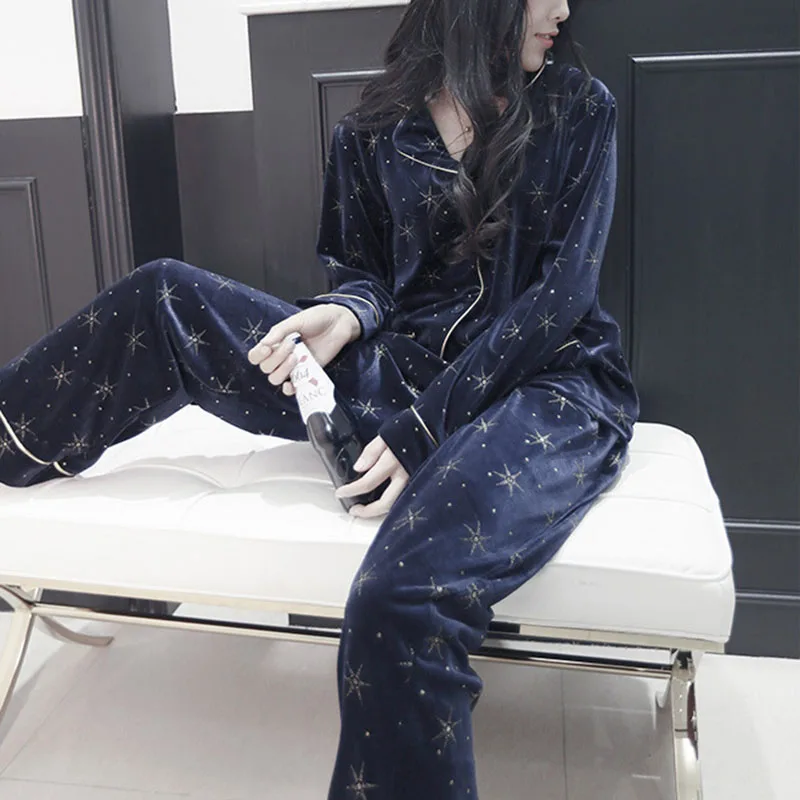 Зимние теплые Для женщин пижамы Наборы для ухода за кожей sleepcoat Мотобрюки леди