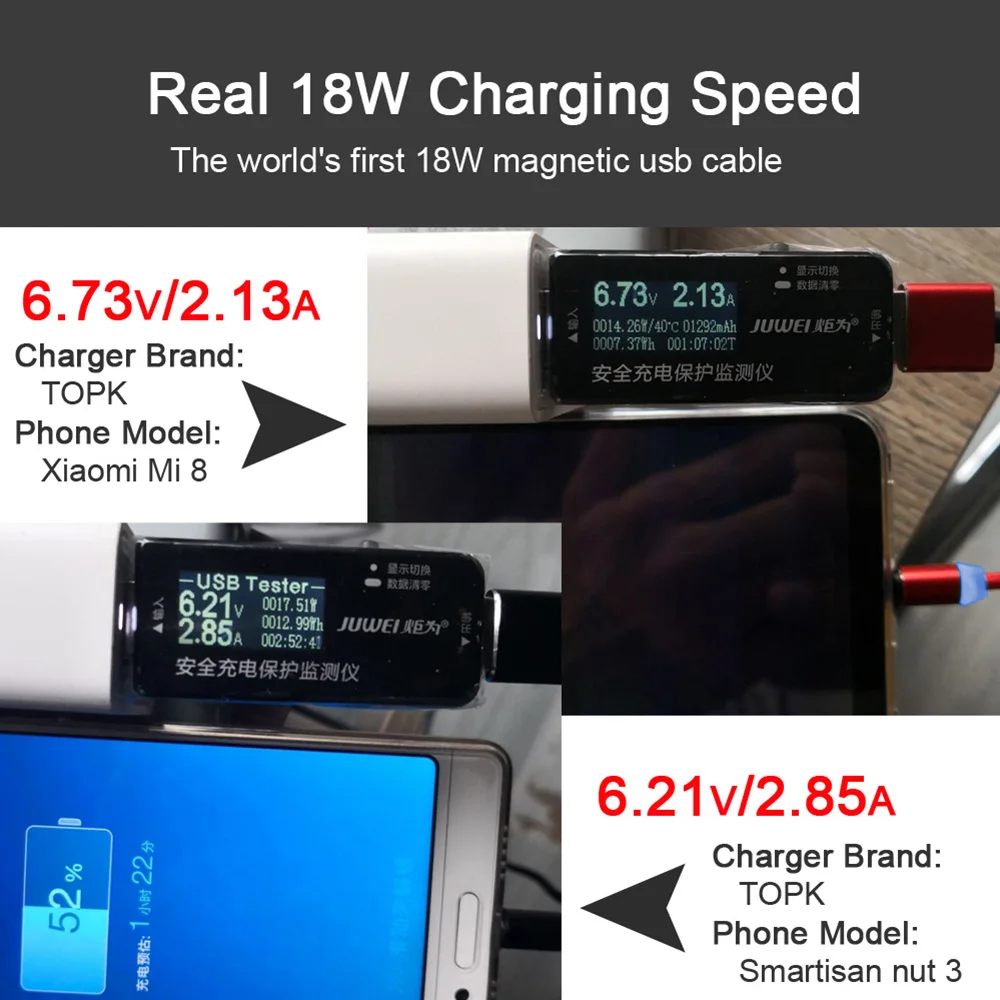 TOPK 1 м Улучшенный Магнитный кабель Micro USB и usb type C Быстрая Зарядка Синхронизация