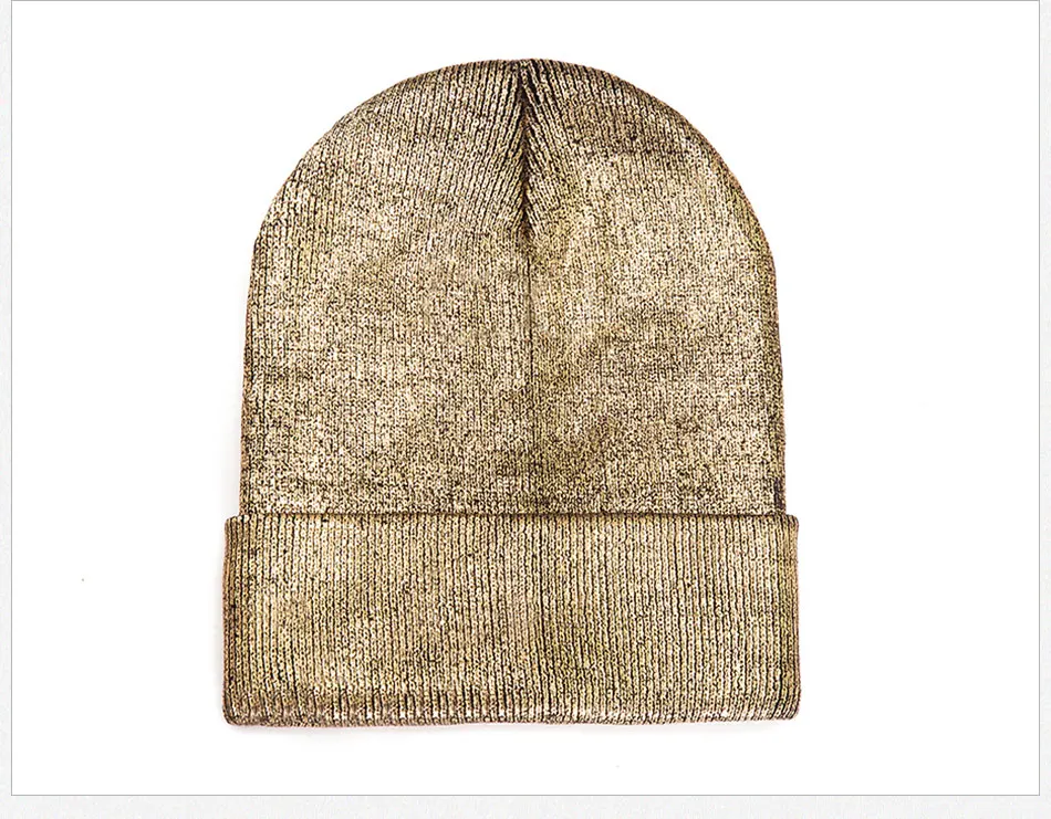 Женская вязаная шапка Skullies Beanies, модная зимняя женская шапка с золотым тиснением, одноцветная шапка бини, Женская мигающая шапка Skullies для девушек