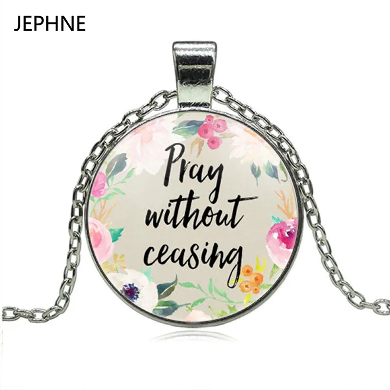 JEPHNE Fashion Pray Библейский стих христианское ожерелье кулон кабошон вдохновляющие