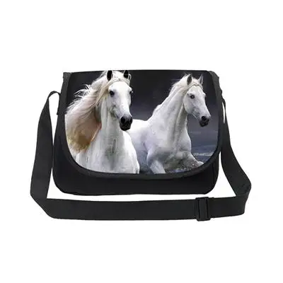 Прохладный девочек-подростков школьная crossbag 3D Crazy Horse один сумка для детей среднего студента Книга сумка Для женщин одного плеча - Цвет: Слоновая кость