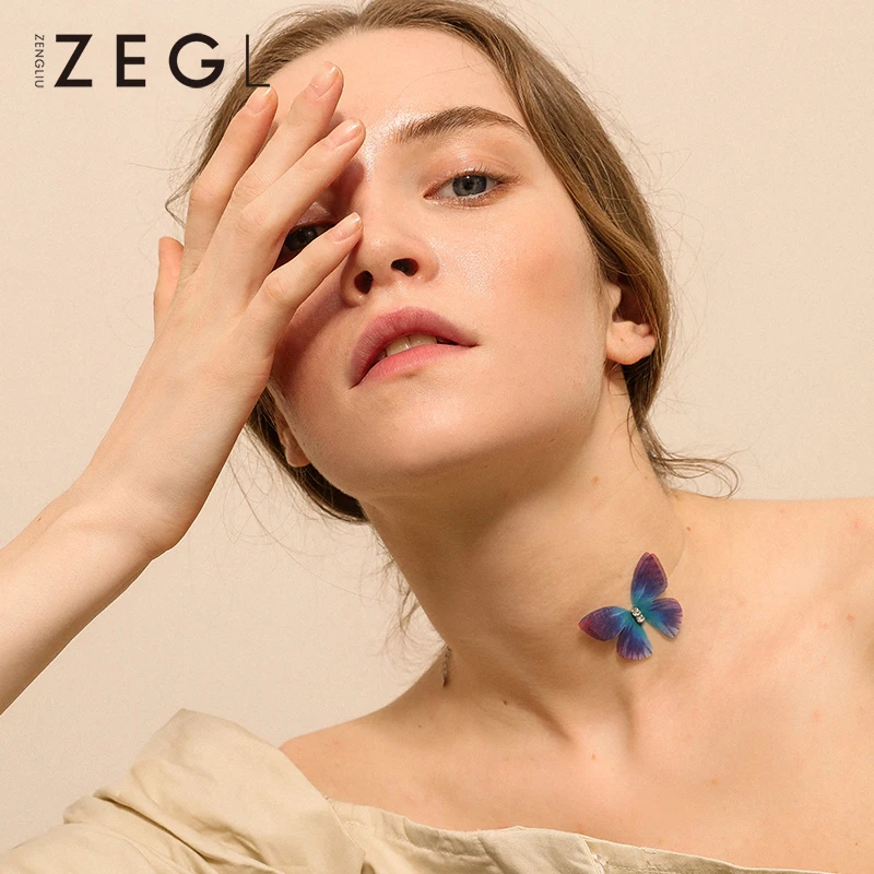 Женское Ожерелье ZEGL простая короткая цепочка на ключицы в виде рыбки бабочки