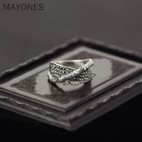s925 sterling silver retro thai silver personality fashion european and american van court temperament female index finger ring