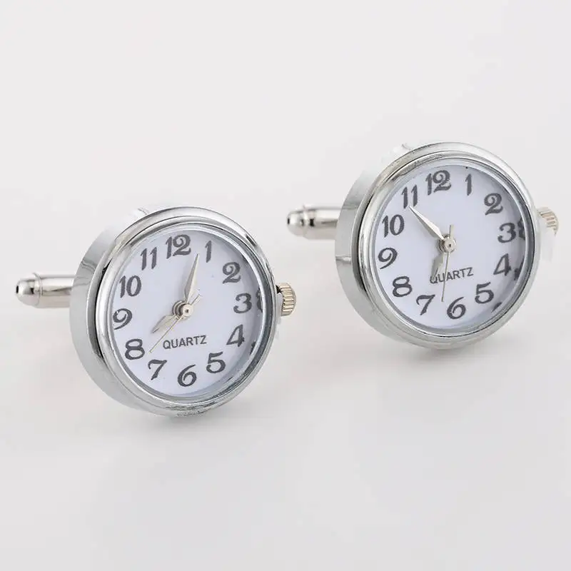 

New Watch Cufflinks Real Clock Cuff links With Battery Tourbill Suit Sleeve Buttons Machine Core Mechanical Mens Jewely Gifts