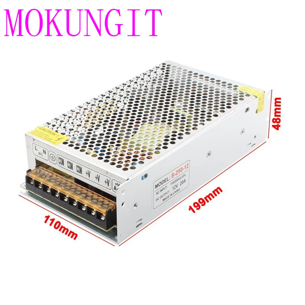 Адаптер ac110/220 V к LED DC12V 20A железная крышка блок питания трансформатор для CCTV 3528 5050