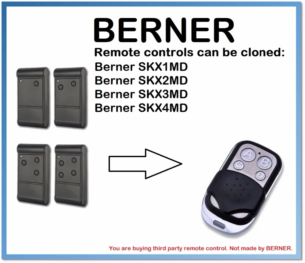 Пульт дистанционного управления Berner SKX1MD SKX2MD SKX3MD SKX4MD 4 канальный - Цена: 372,77 руб.