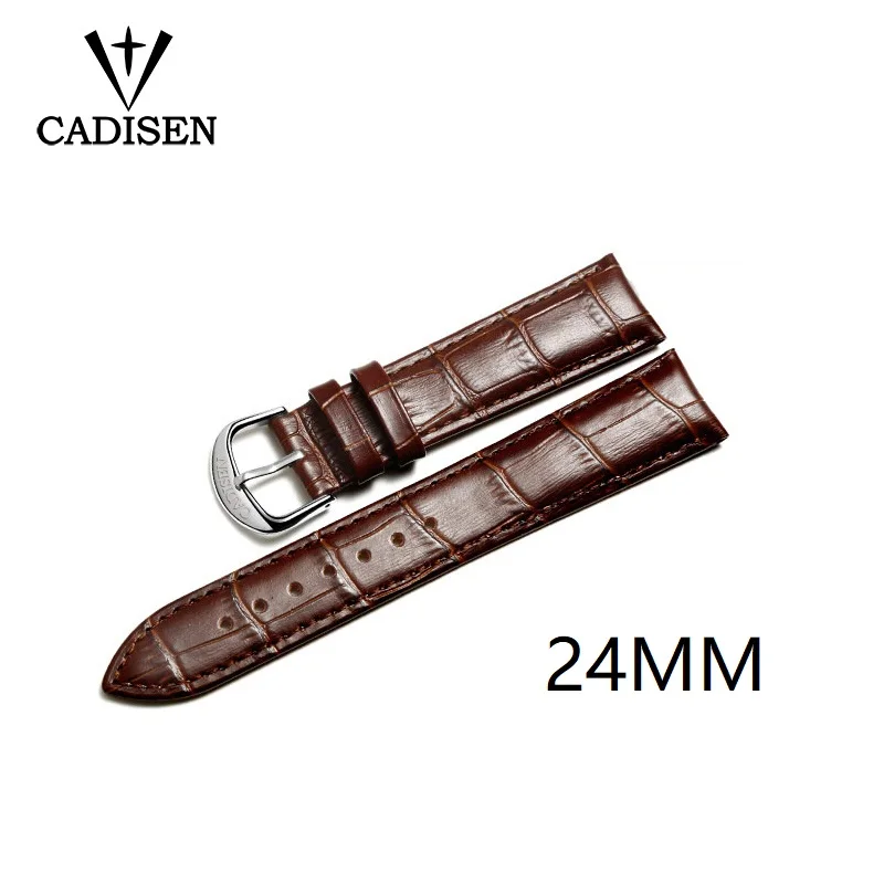 Новый ремешок для часов CADISEN черный из натуральной кожи 20 мм 22 24 аксессуары |