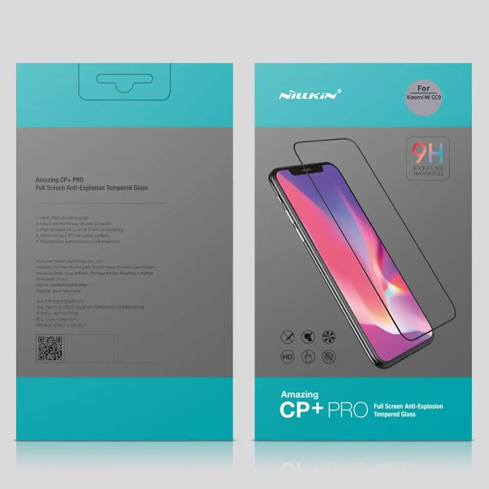 

for Xiaomi Mi CC9 CP+PRO Full Cover Tempered Glass 9H 2.5D Curved Screen Protector NILLKIN Amazing Nanometer film For xiaomi CC9