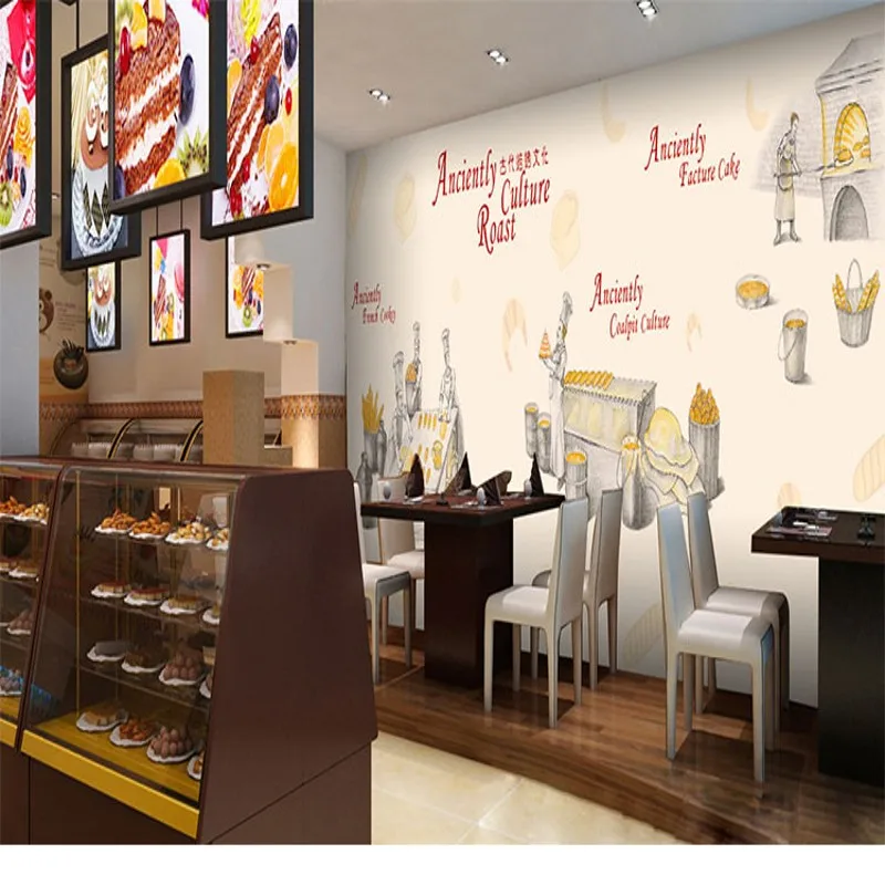 Обои 3d Индивидуальные хлебобулочные обои десертный чайный магазин Фастфуд