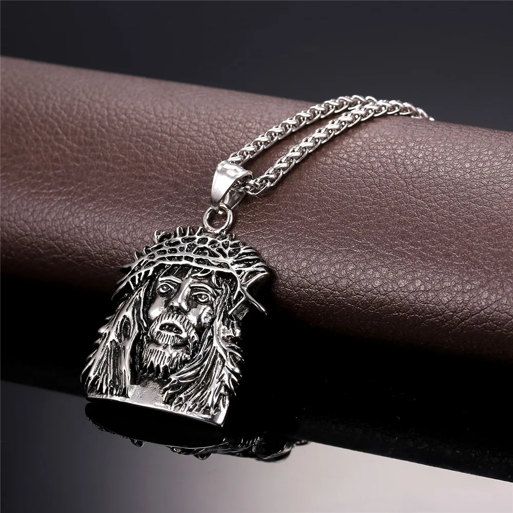 Винтажное ожерелье с подвеской в виде головы Иисуса христианские украшения для