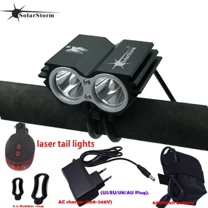 powerful led lamp x2 xm l t6 led rechargeable waterproof 5000 lumen light black bicycle mountain bike lighttail lightcharger b free global shipping