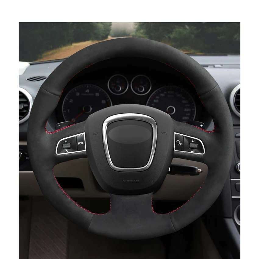 Сшитая вручную черная замшевая искусственная кожа для Audi A3 (8P) 2008-2013 A4 (B8) 2008-2010 A5 A6