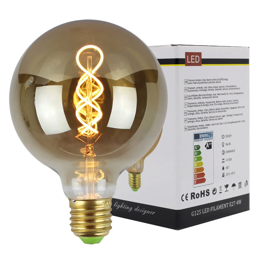 TIANFAN G125 Ретро лампа Эдисона Led E27 220V 110V 4W Затемняющая горючая нить промышленная