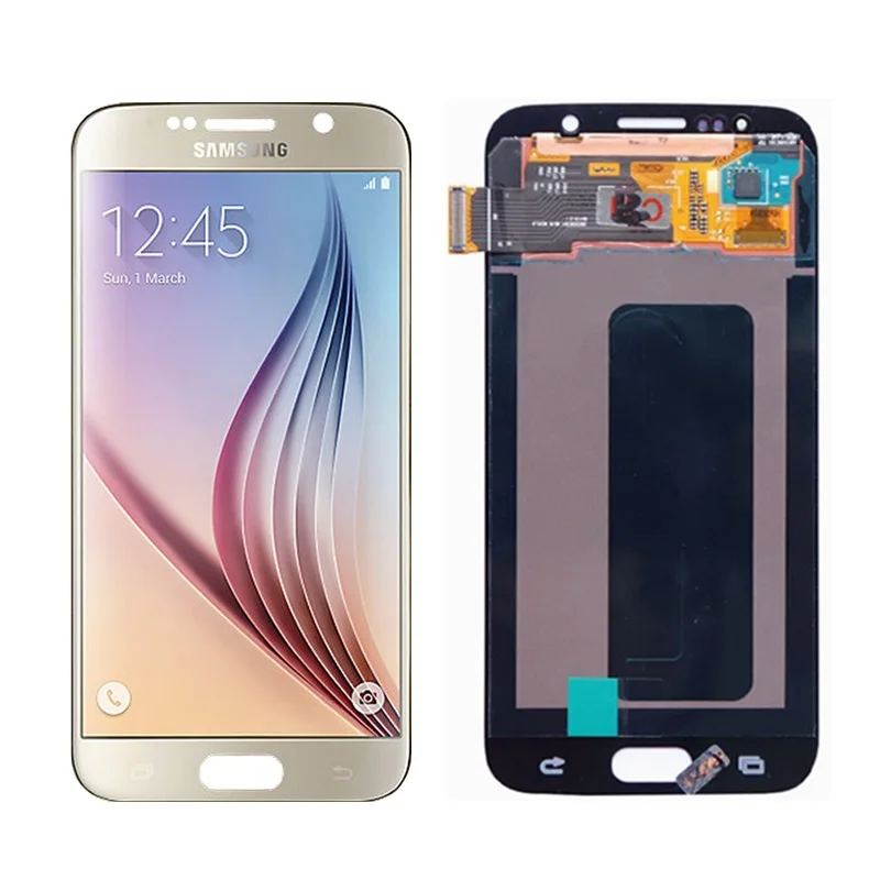 5,1 ''Дисплей для Samsung Galaxy S6 G920 G920i G920F G920W8 ЖК-дисплей Super AMOLED Замена с Сенсорный экран планшета - Цвет: Gold No Frame